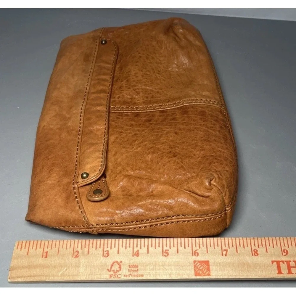 Gap Tan Leather Fold over Clutch Purse Y2K